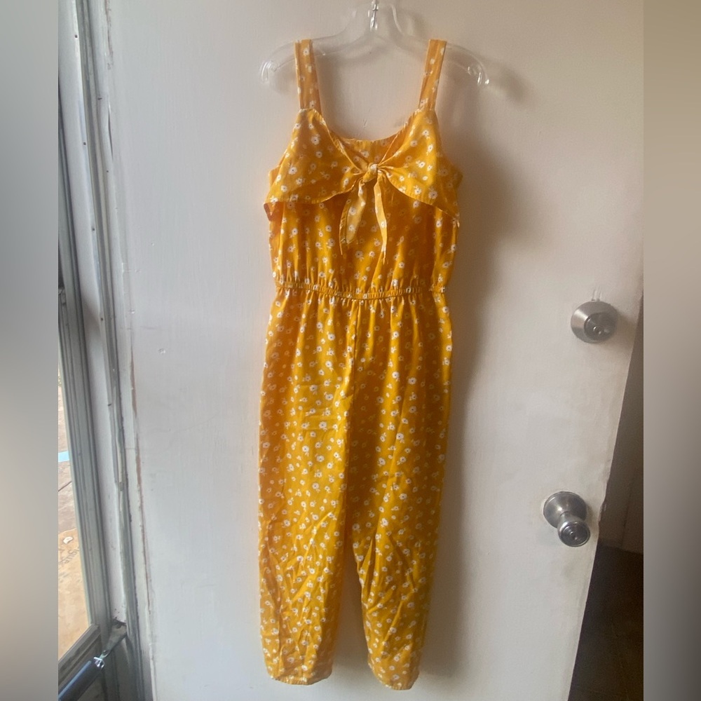 Lily Bleu Girls Sunflower Yellow Floral Pantsuit, size 10